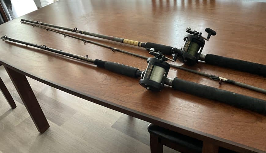 2 Shimano Triton down rigger rods and reels