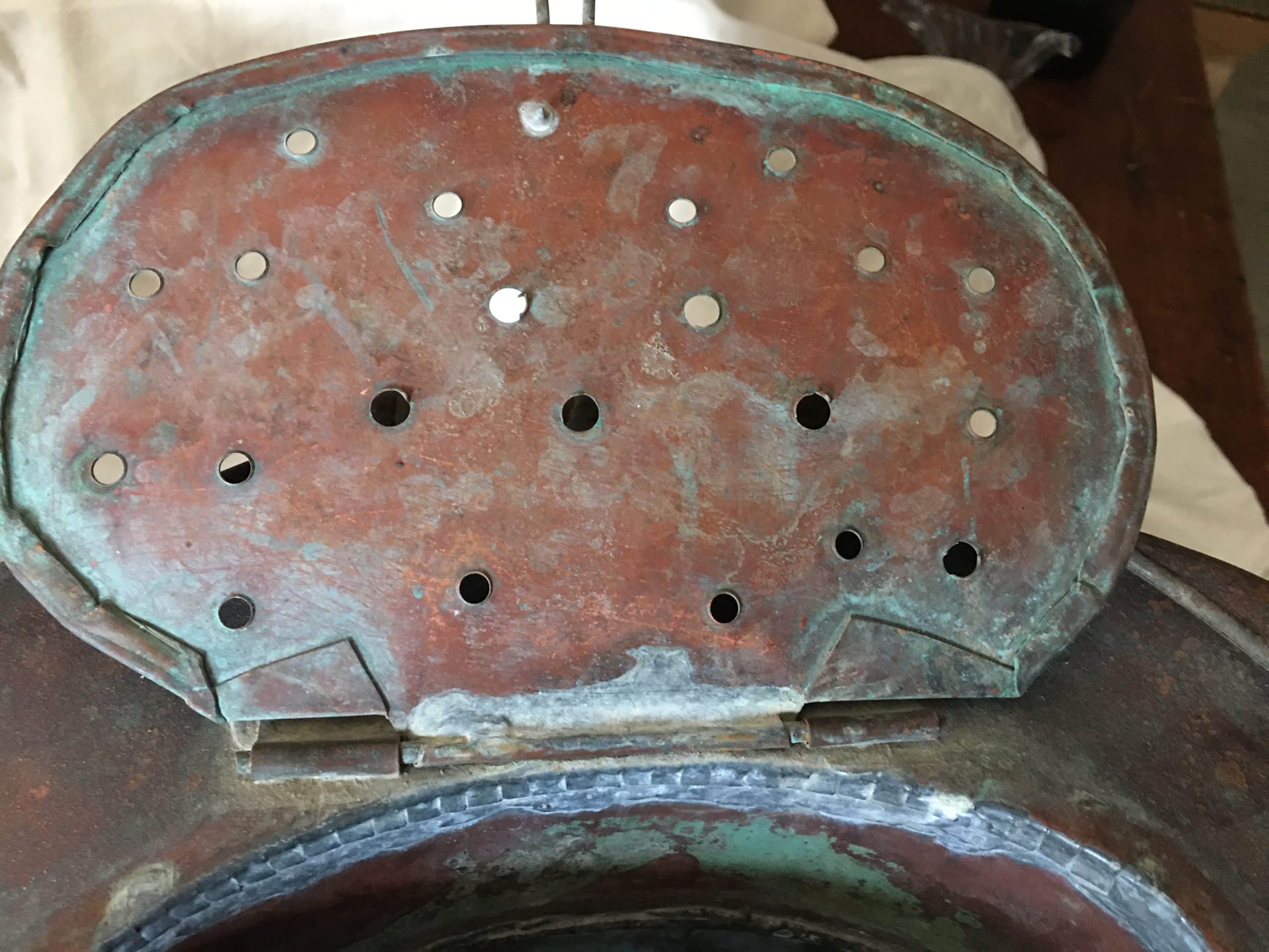 Rare Copper Minnow Fish Bait Basket, as found condition. Maker / circa unknown