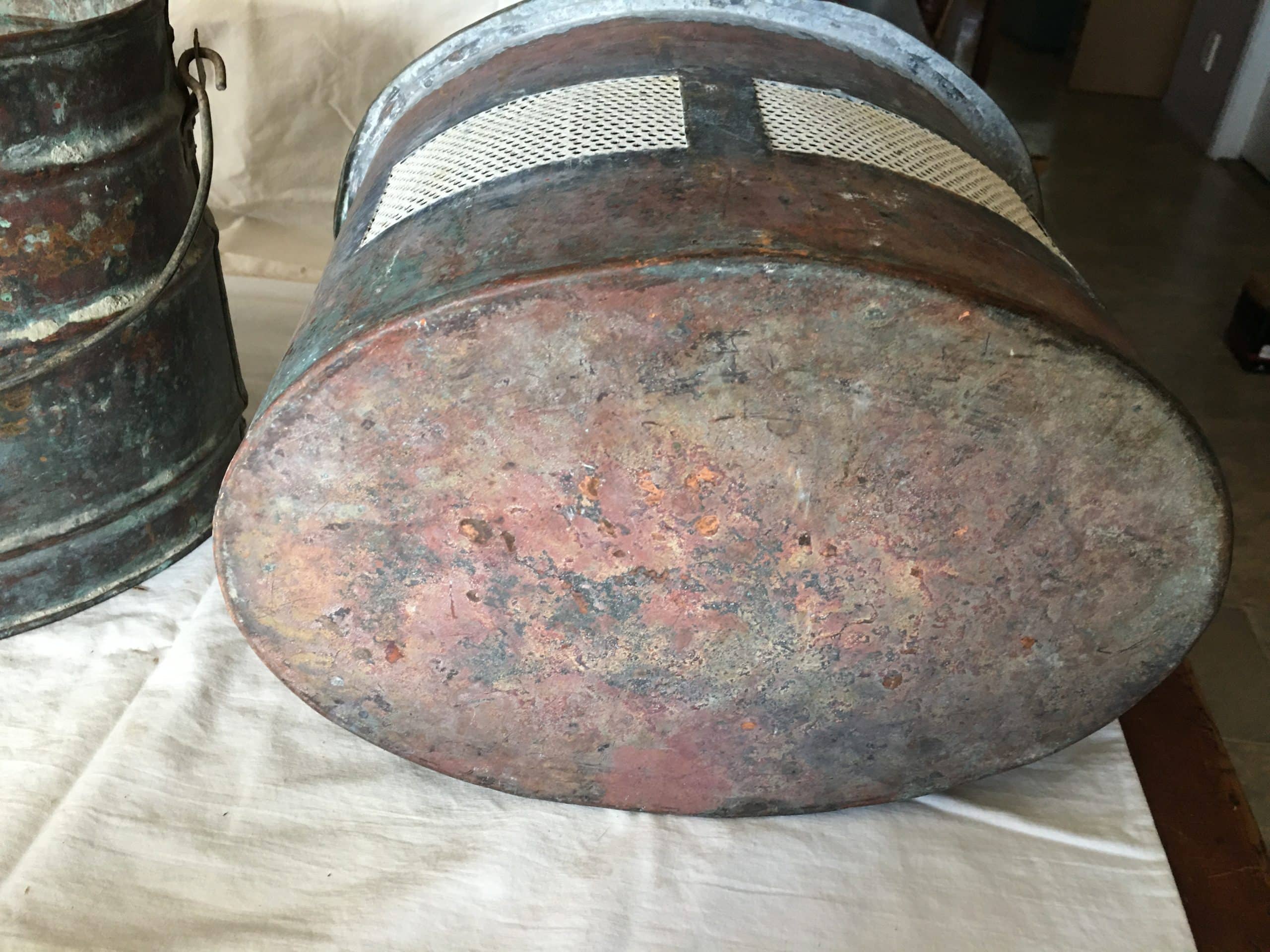 Rare Copper Minnow Fish Bait Basket, as found condition. Maker / circa unknown