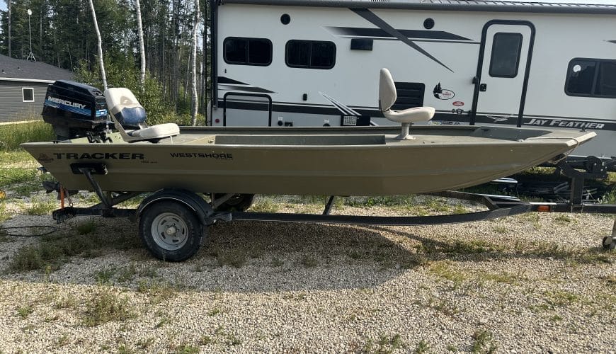 2018 Tracker Grizzly 1754, with an late 90’s mercury seapro 55hp and trailer