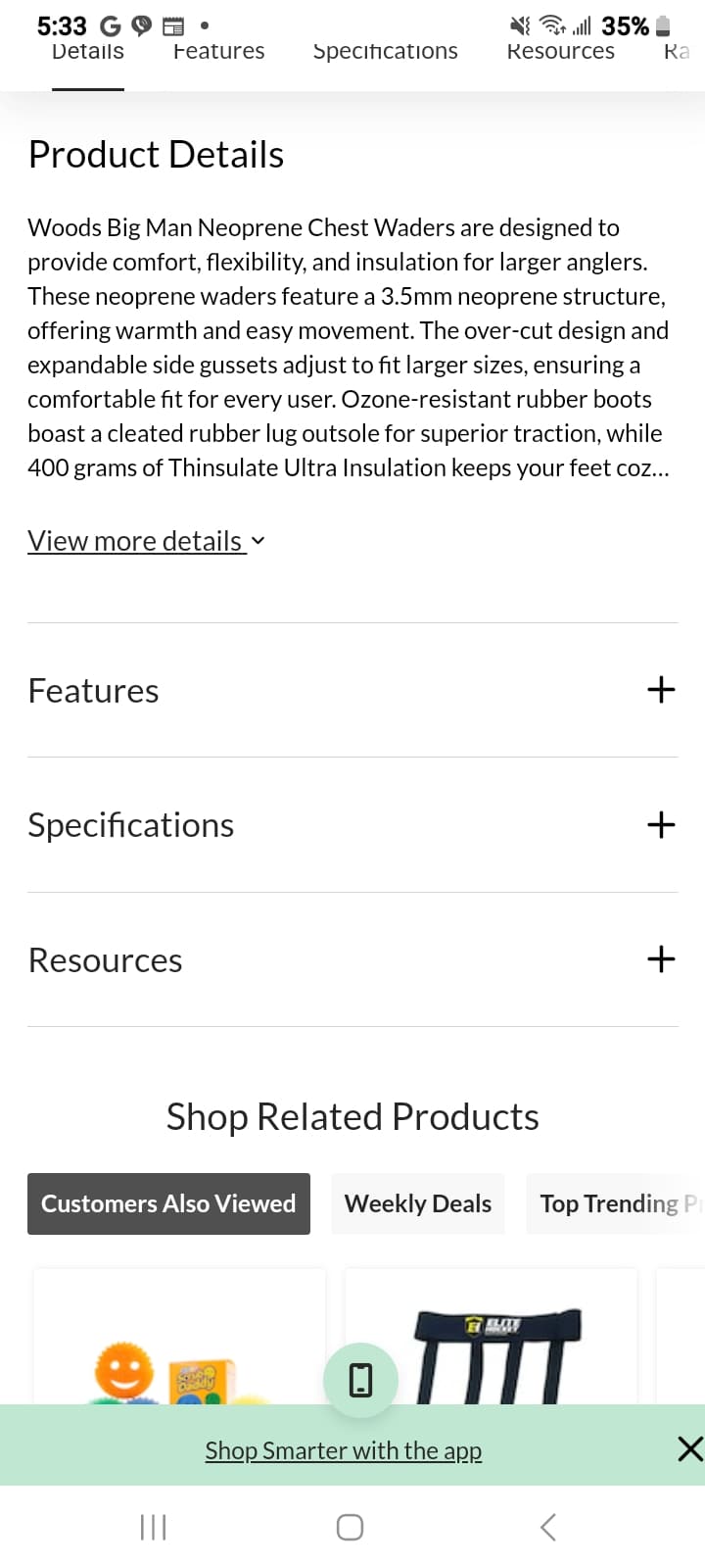 Fishing waders woods size 9